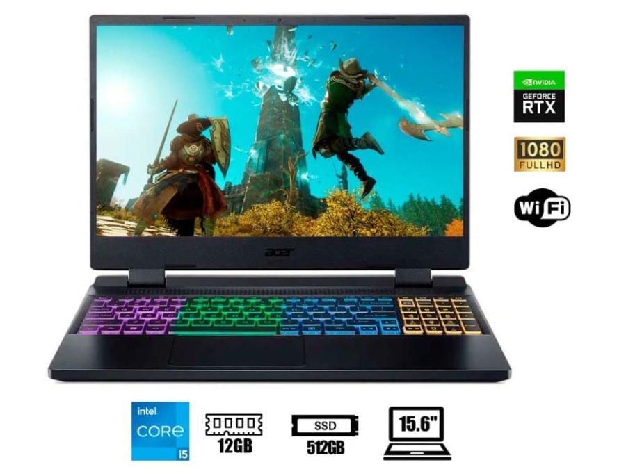 LAPTOP GAMER ACER NITRO5 AN515-58-5620 CORE I5 12450H PANTALLA 15.6 FULHD144HZ RAM 12GB SSD 512GB RTX3050 4GB NVIDIA FREEOS (NH.QFHAL.00U)