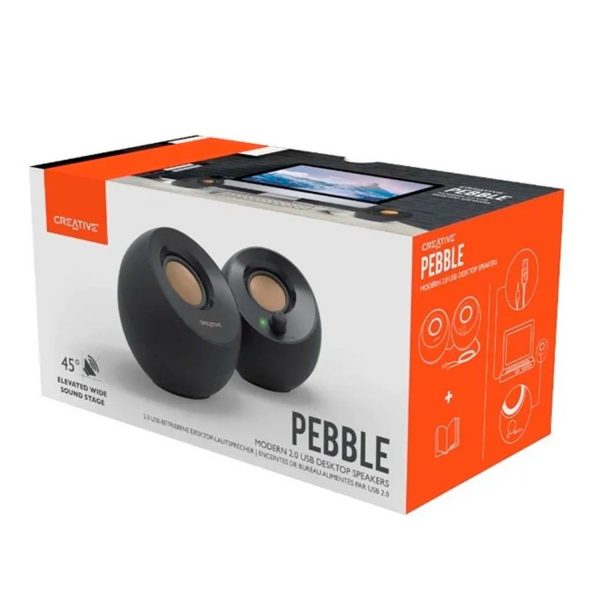 PARLANTE CREATIVE PEBBLE (51MF1680AA000)  2.0 4.4W 3.5MM USB POWER BLACK