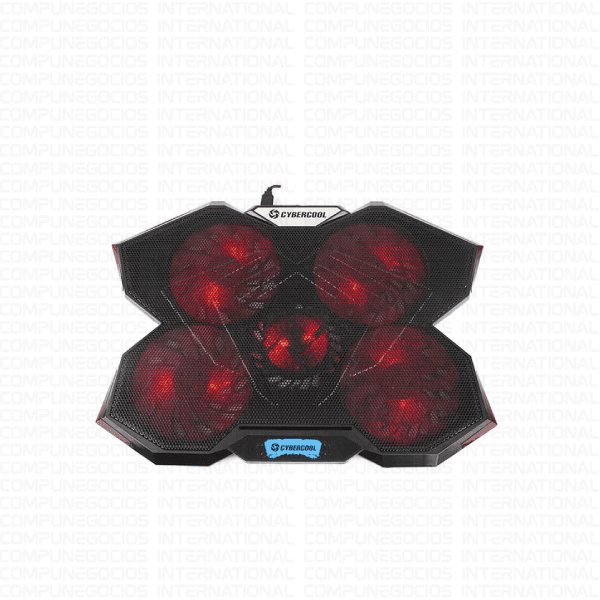 COOLER HALION CYBERCOOL HA-K3 5 VENTILADORES LED ROJO