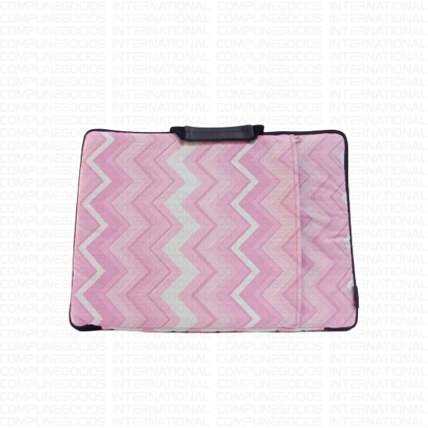 FUNDA PARA LAPTOP CUERINA COLOR ROSA PALIDO/BLANCO 16″