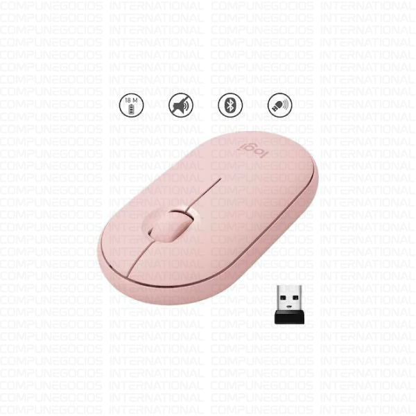 MOUSE INALAMBRICO BLUETOOTH LOGITECH PEBBLE M350 ROSA