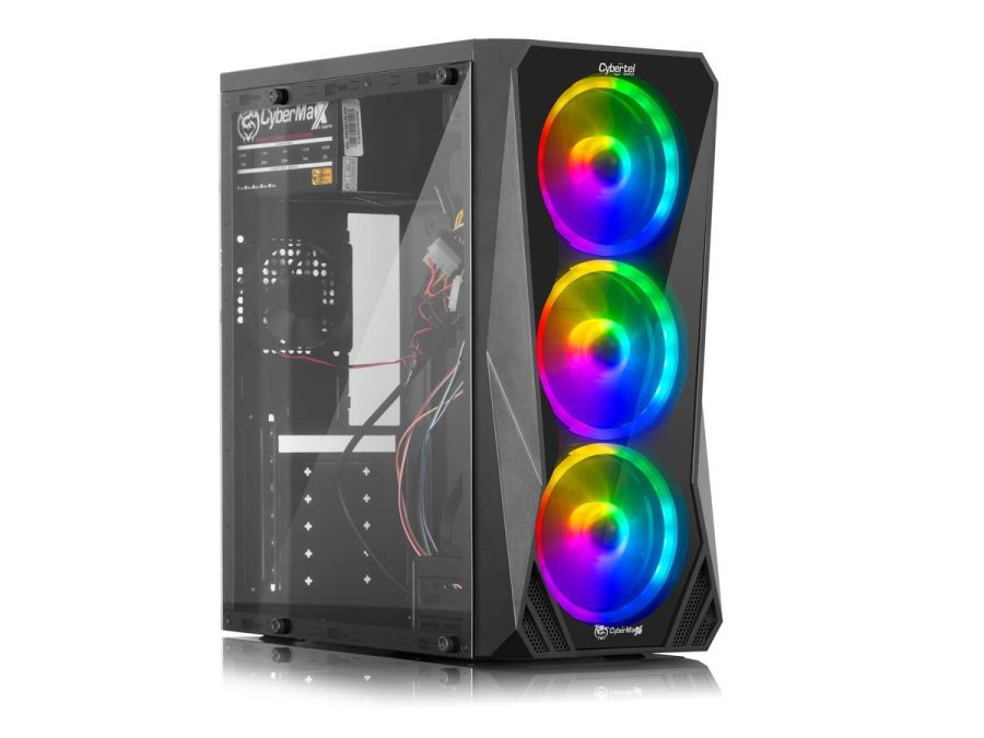 CASE CYBERTEL SNIPER SIN FUENTE 3 COOLER RGB PANEL LATERAL DE VIDRIO P/N CBX5005G NEGRO
