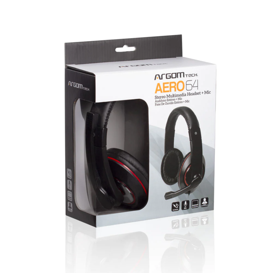 AUDIFONO CON MICRÓFONO ARGOMTECH AERO 64 ESTÉREO ARG-HS-0064