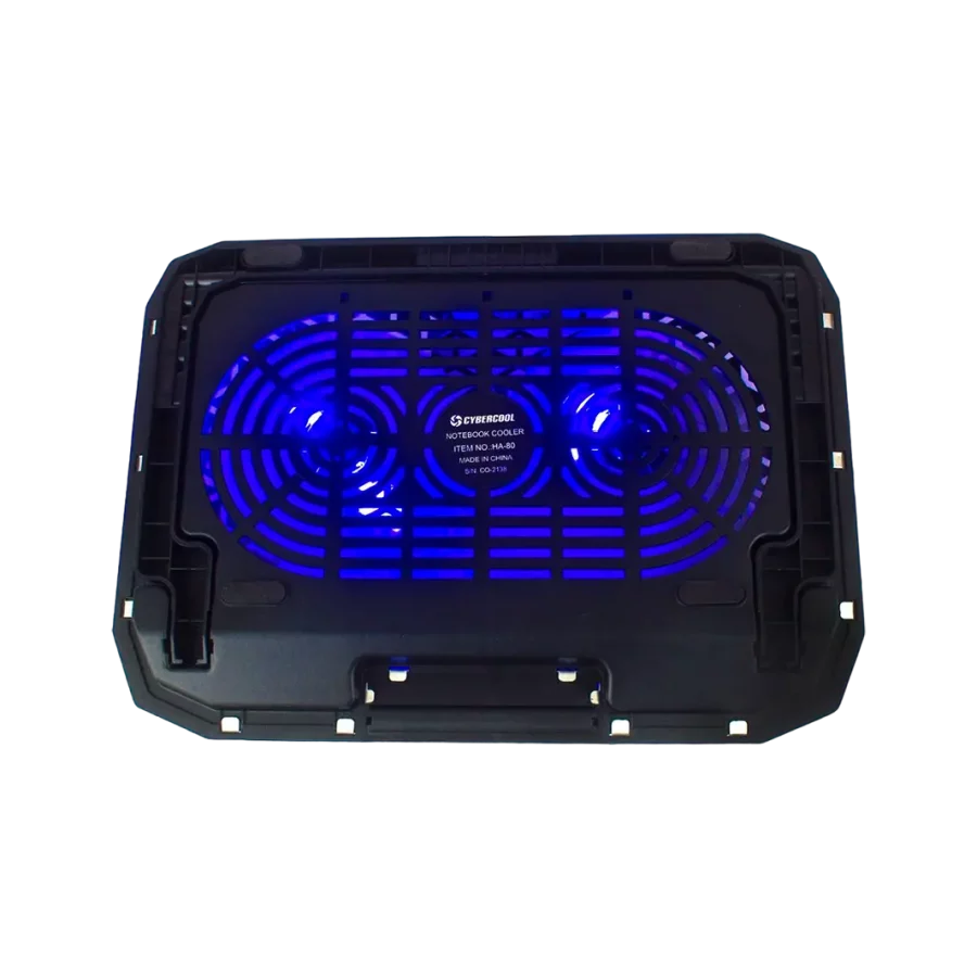 COOLER CYBERCOOL HA-80 ALUMINIO LED AZUL 2 VENTILADORES