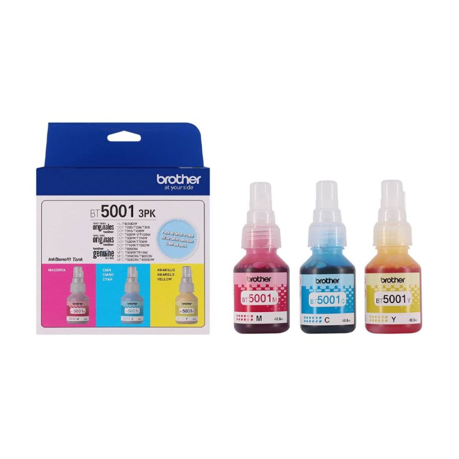PACK DE TINTAS BROTHER BT5001 3PK (CMY), MAGENTA, CYAN, YELLOW