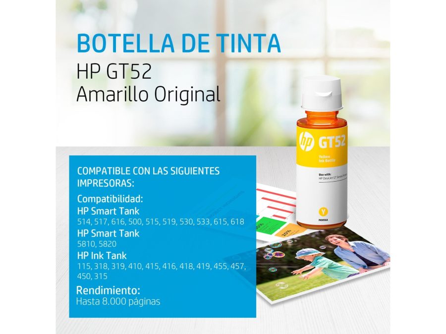 TINTA HP GT52 YELLOW (M0H56AL) 70ML