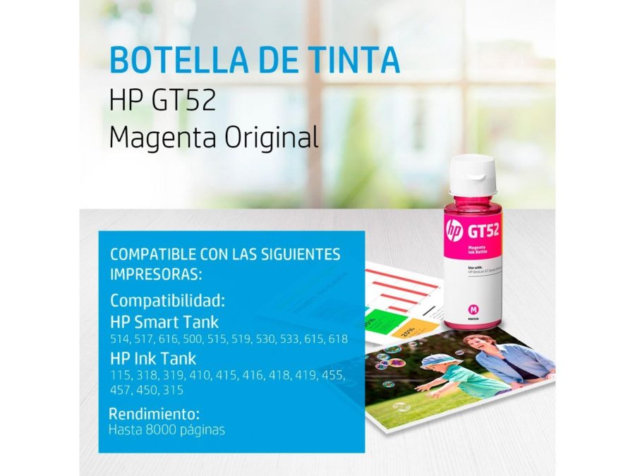 TINTA HP GT52 MAGENTA (M0H55AL) 70 ML