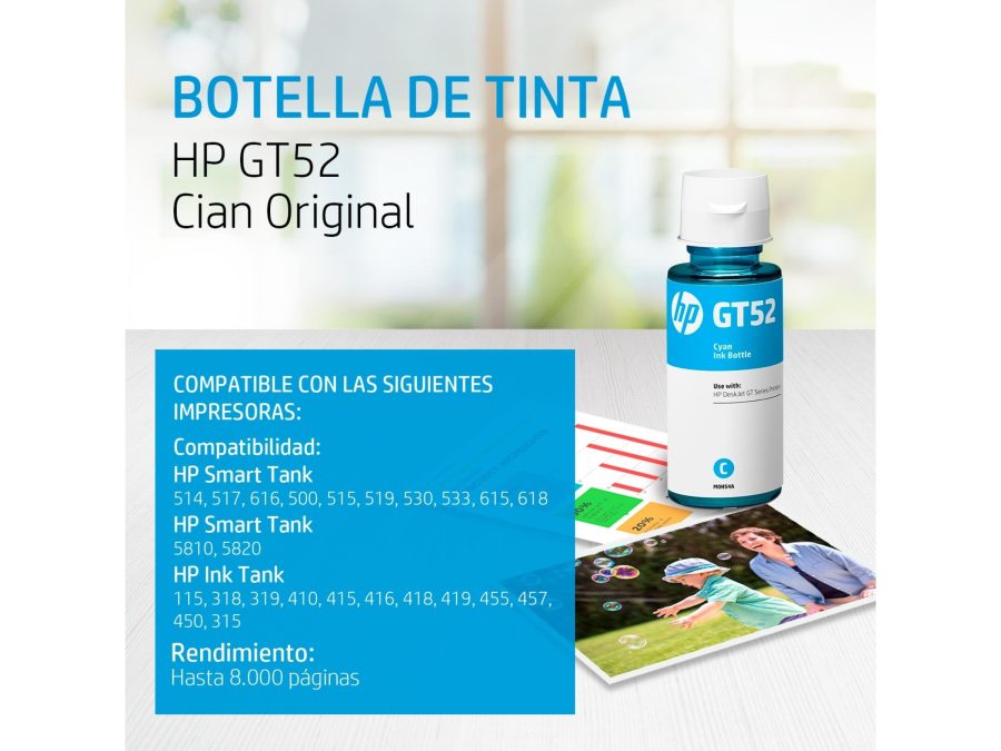 TINTA HP GT52 CYAN (M0H54AL) 70ML