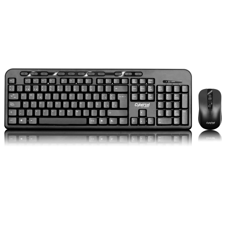 KIT COMBO INALAMBRICO 2 EN 1 TECLADO MULTIMEDIA + MOUSE CYBERTEL EBONY (CYB T800)