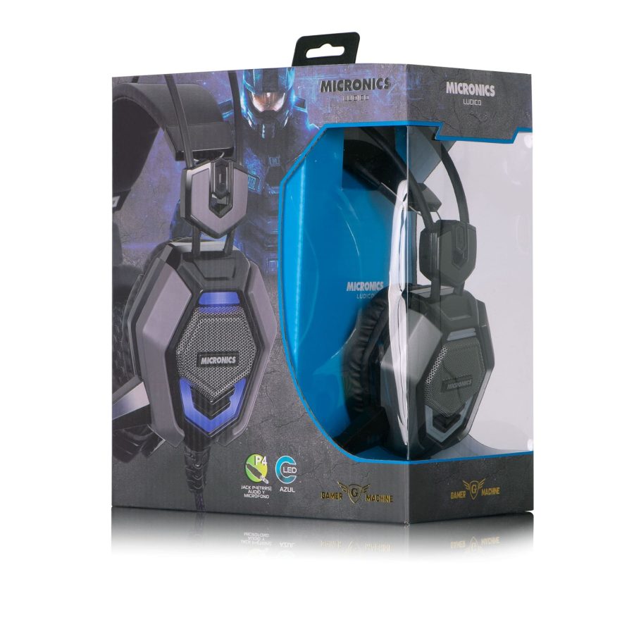 AURICULAR GAMER LED CON MICRÓFONO MICRONICS LUDICO MIC HG802