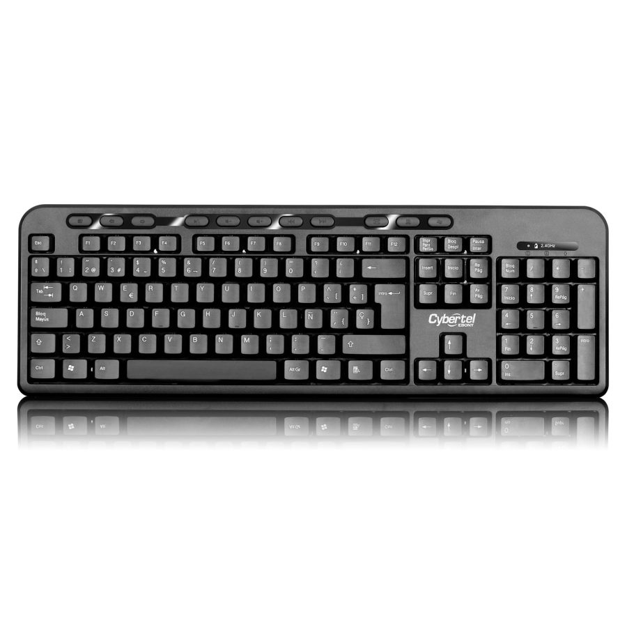 KIT COMBO INALAMBRICO 2 EN 1 TECLADO MULTIMEDIA + MOUSE CYBERTEL EBONY (CYB T800)