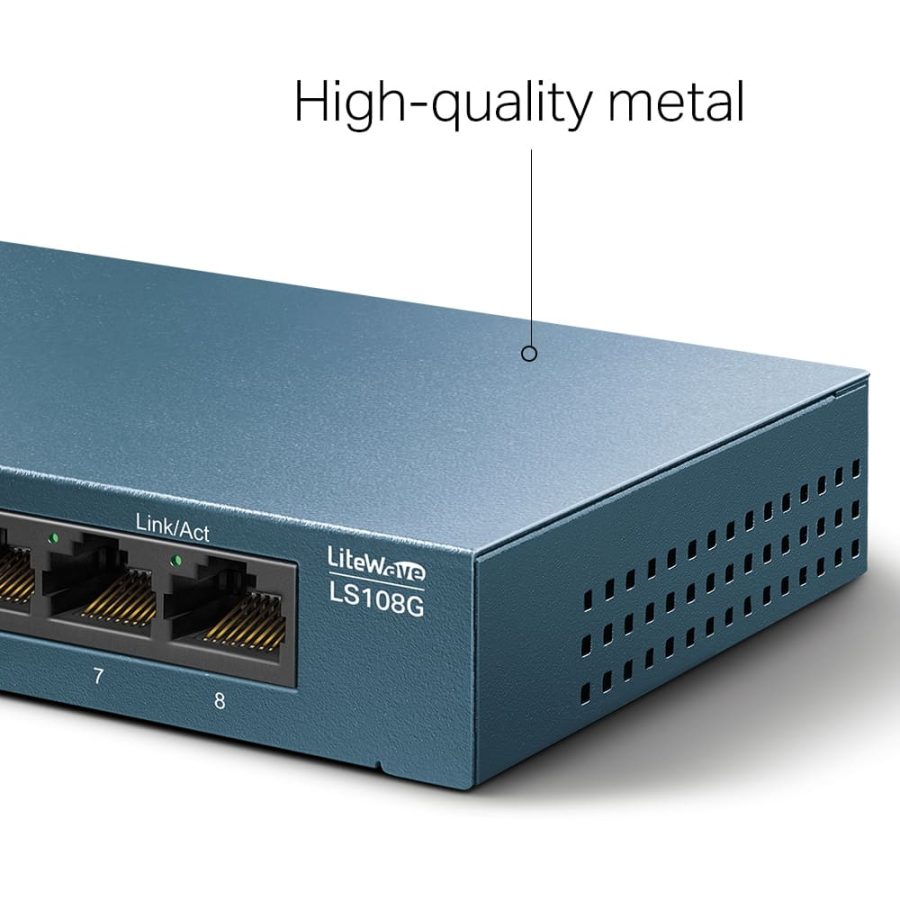 SWITCH TP-LINK LS108G DE 8 PUERTOS GIGABIT 10/100/1000 MBPS METALICO