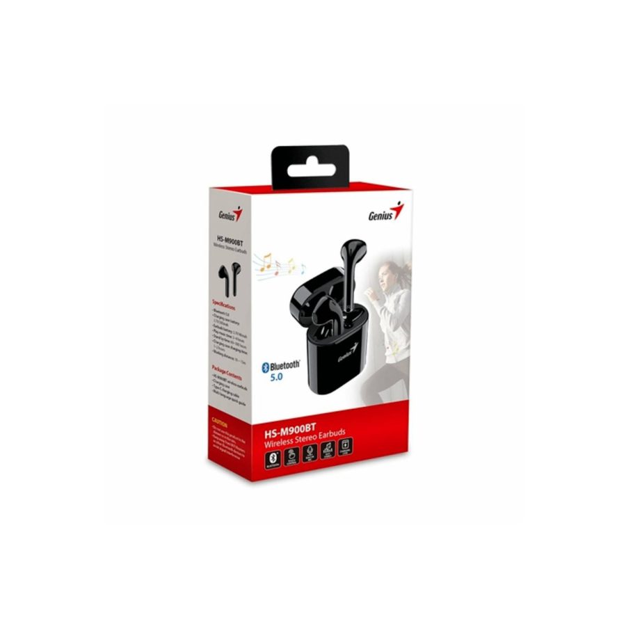 AUDIFONO INALAMBRICO CON MICROFONO GENIUS HS-M900BT TRUE BT NEGRO