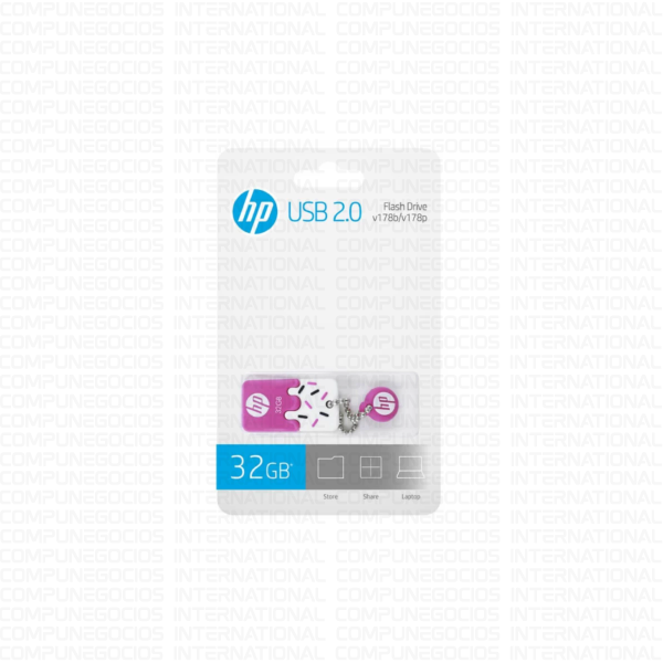 MEMORIA USB HP 32GB 2.0 V178P FLASH DRIVE BLANCO/ROSADO