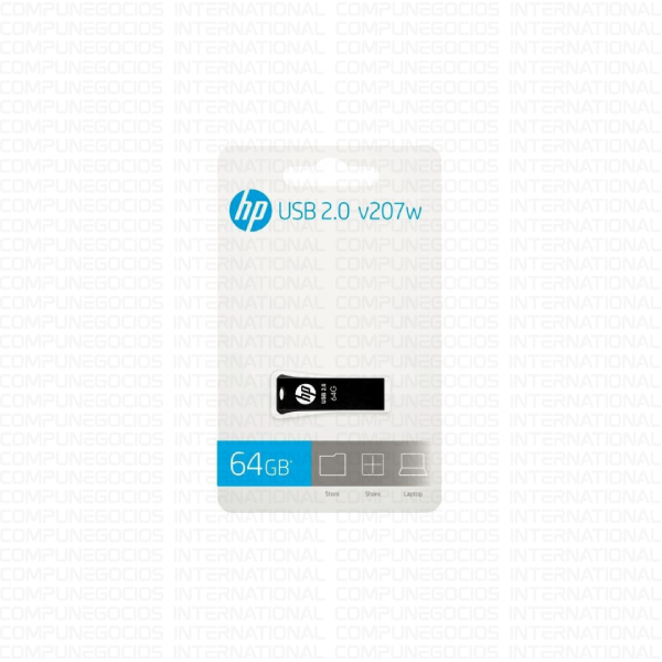 MEMORIA USB HP 64GB 2.0 V207W FLASH DRIVE NEGRO