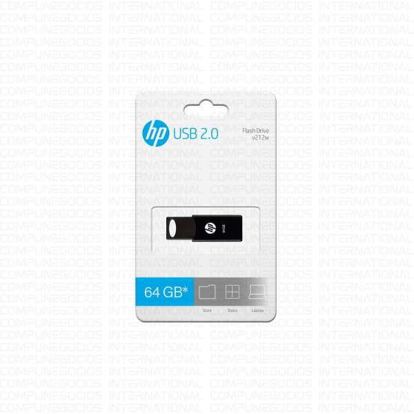 MEMORIA USB HP 64GB 2.0 V212W FLASH DRIVE RETRÁCTIL
