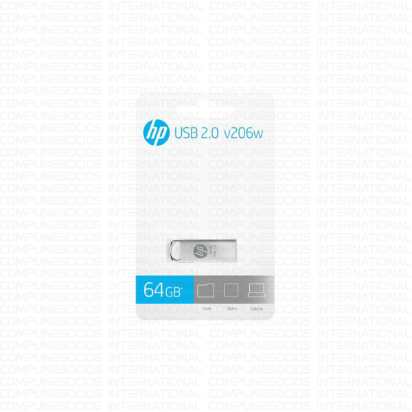 MEMORIA USB HP 64GB 2.0 V206W FLASH DRIVE METÁLICO